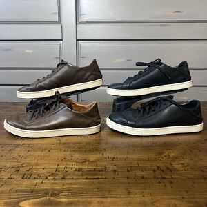 Men's OluKai Kahu Pahaha Leather Sneakers Size 9 Lot Of 2 Brown Black